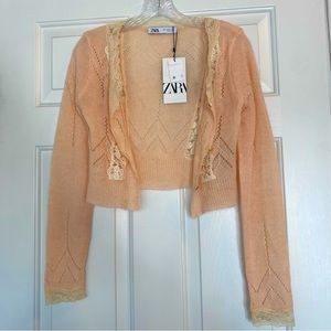 Zara Lace Pointelle Knit Cardigan